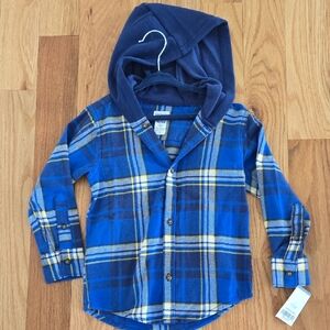 Blue Plaid Kids Hooded Shirt
